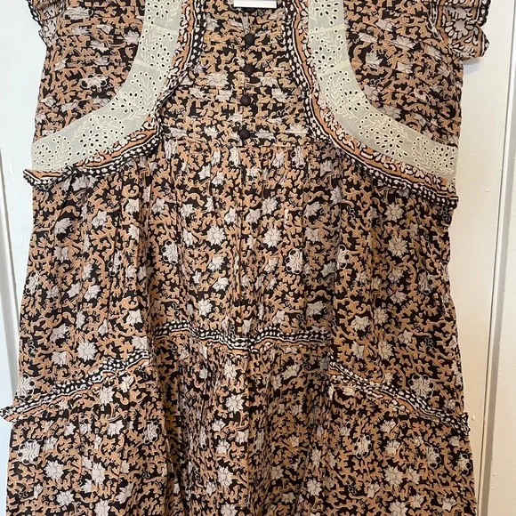 Sea New York Brown and Cream Dress with Lace Detail - Picture 2 of 12